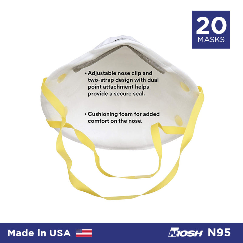 3M 8210 N95 Mask Respirator (Made in USA) - 20 PACK