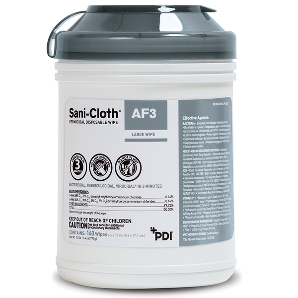 PDI Sani-Cloth AF3 Germicidal Disposable Wipes 160 Count Canister - Primo Dental Products