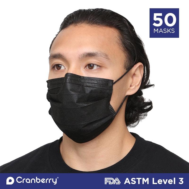 Black Disposable Surgical Face Mask ASTM Level 3 - 50/box - Primo Dental Products