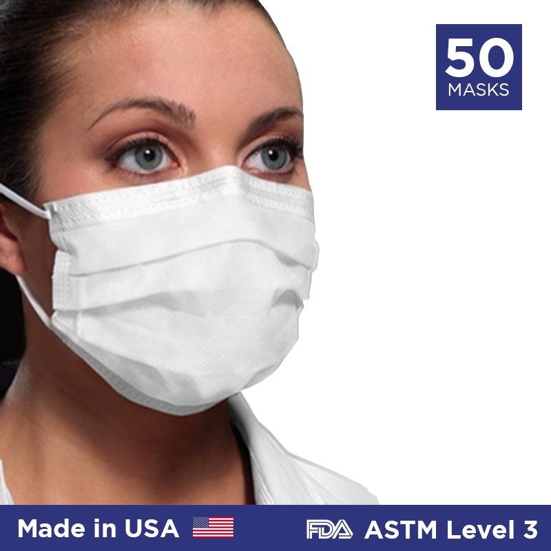 Crosstex ASTM Level 3 Ultra Sensitive Earloop Masks (Made in USA) - 50/box - Primo Dental Products