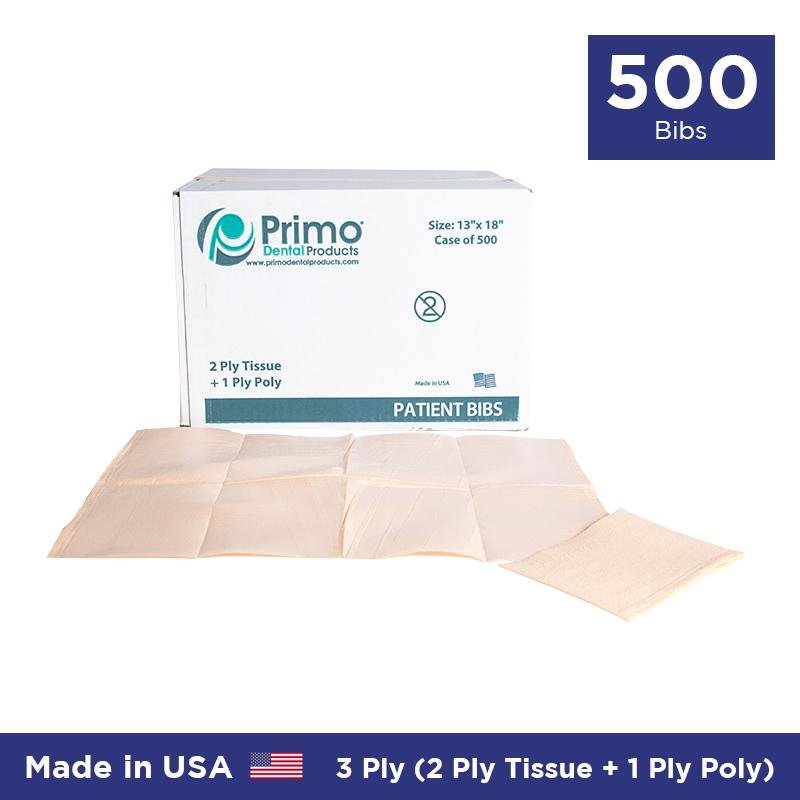 Dental Bibs Made In USA (500 Bibs Per Case) Primo Dental Products