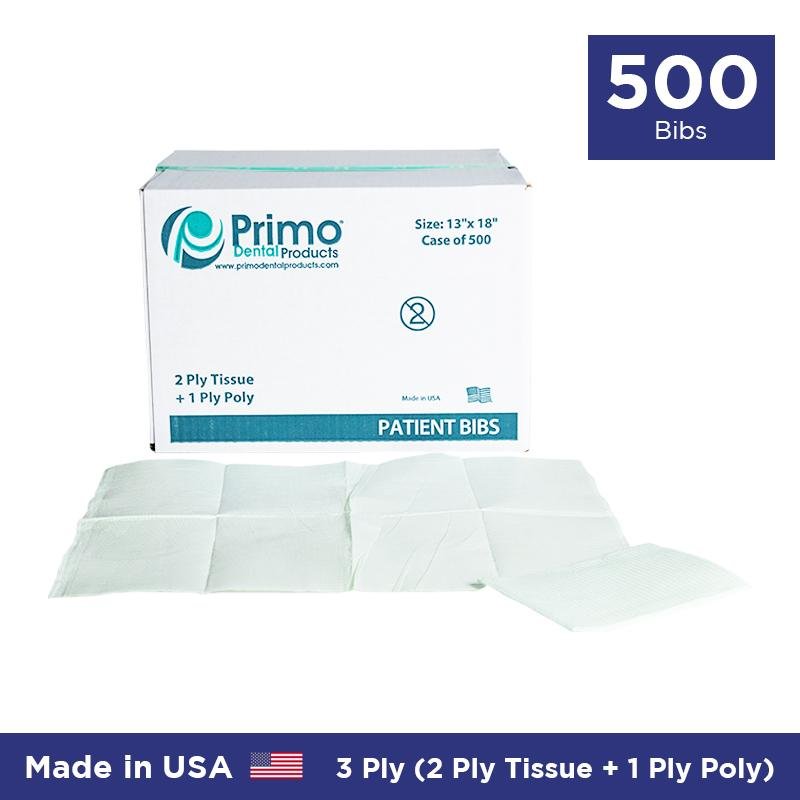 Disposable Bibs Made in USA - 500/case - Primo Dental Products