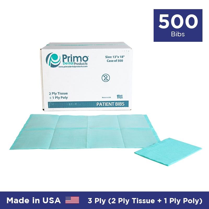 Disposable Bibs Made in USA - 500/case - Primo Dental Products