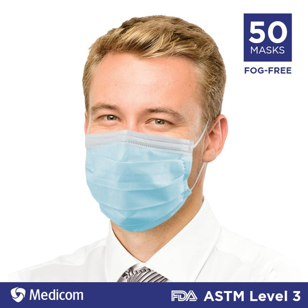 Medicom Fog Free SafeMask FreeFlow Level 3 Masks - 50/box - Primo Dental Products
