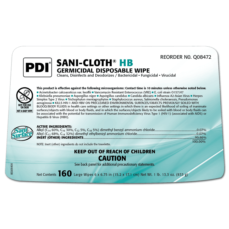 PDI Sani-Cloth HB Germicidal Disposable Wipes (160 Count Canister) - Primo Dental Products