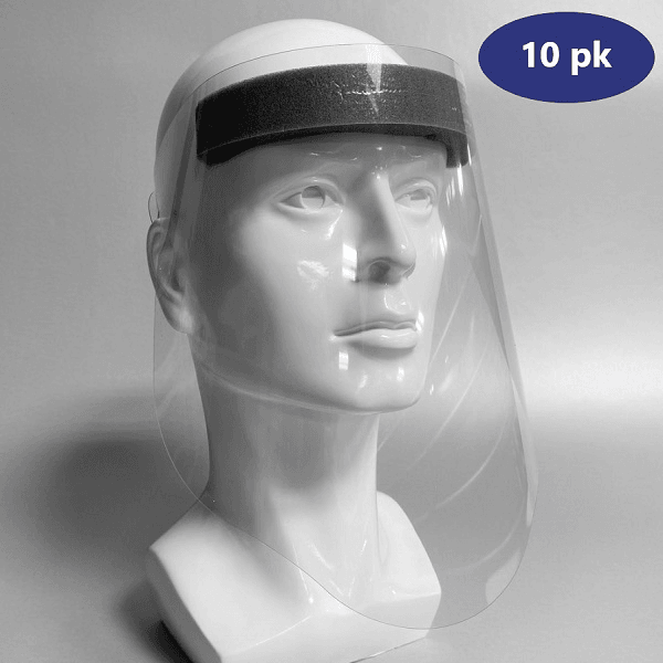 Reusable Full Length Plastic Face Shield (Made in USA) - 10 pk - Primo Dental Products